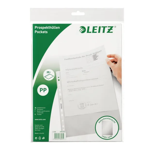 leitz-standard-prospekth-llen-a4-25-st-ck-matt-farblos-0-065-mm image 1