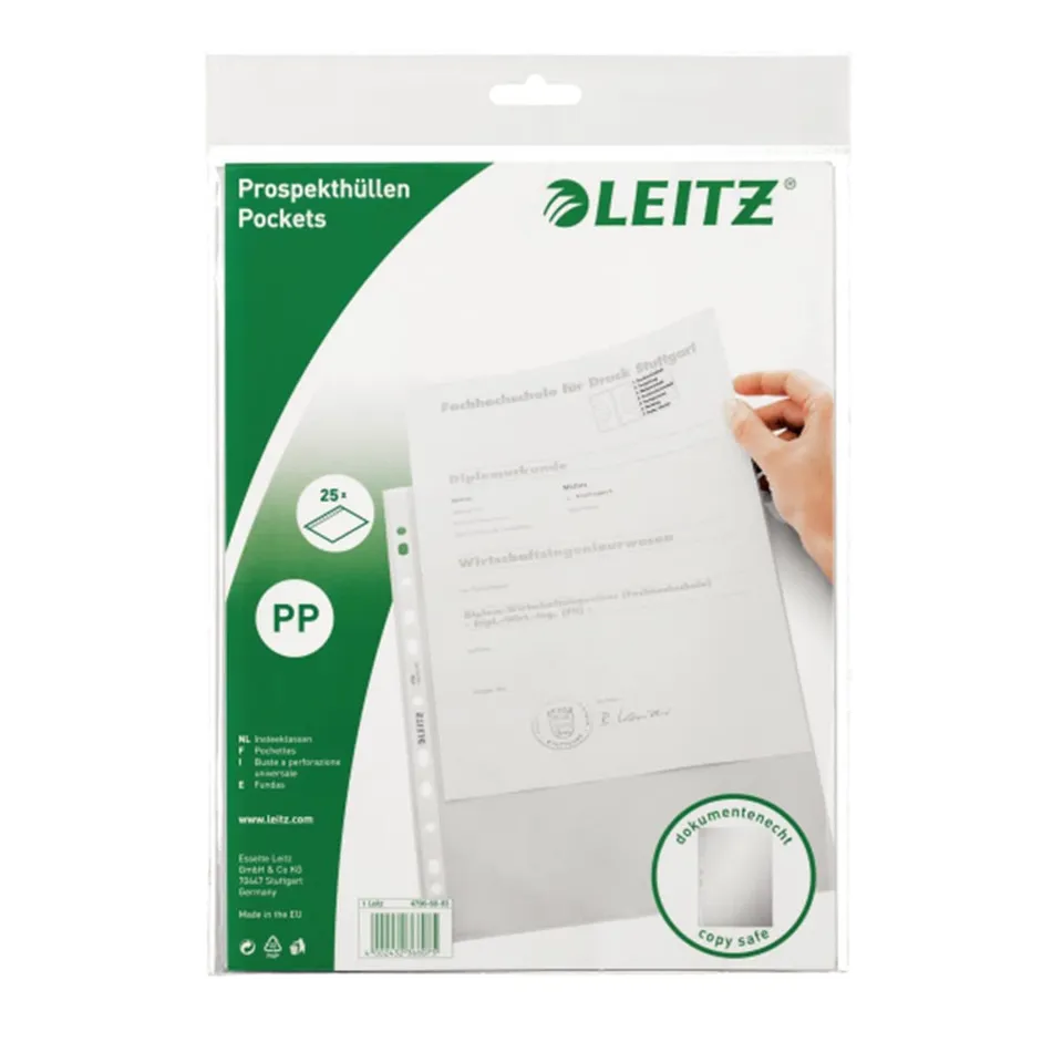 leitz-standard-prospekth-llen-a4-25-st-ck-matt-farblos-0-065-mm image 1