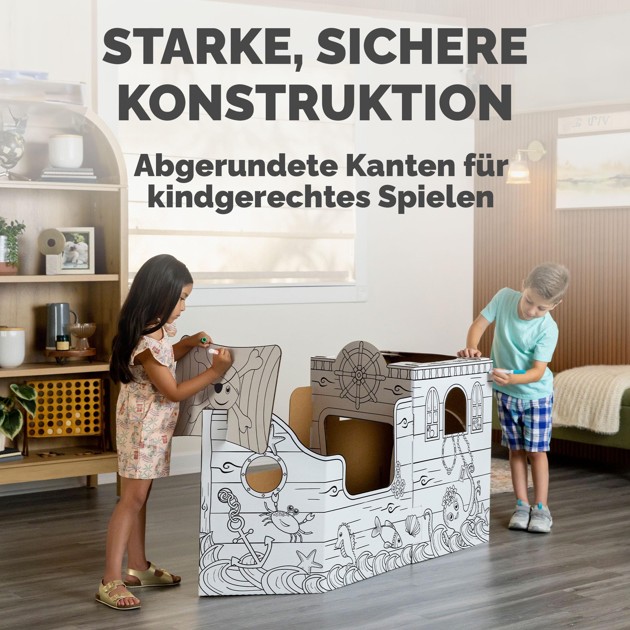 bankers-box-piratenschiff-spielhaus-xl-79-x-135-cm-ausmalbares-papphaus-ab-3-jah image 3
