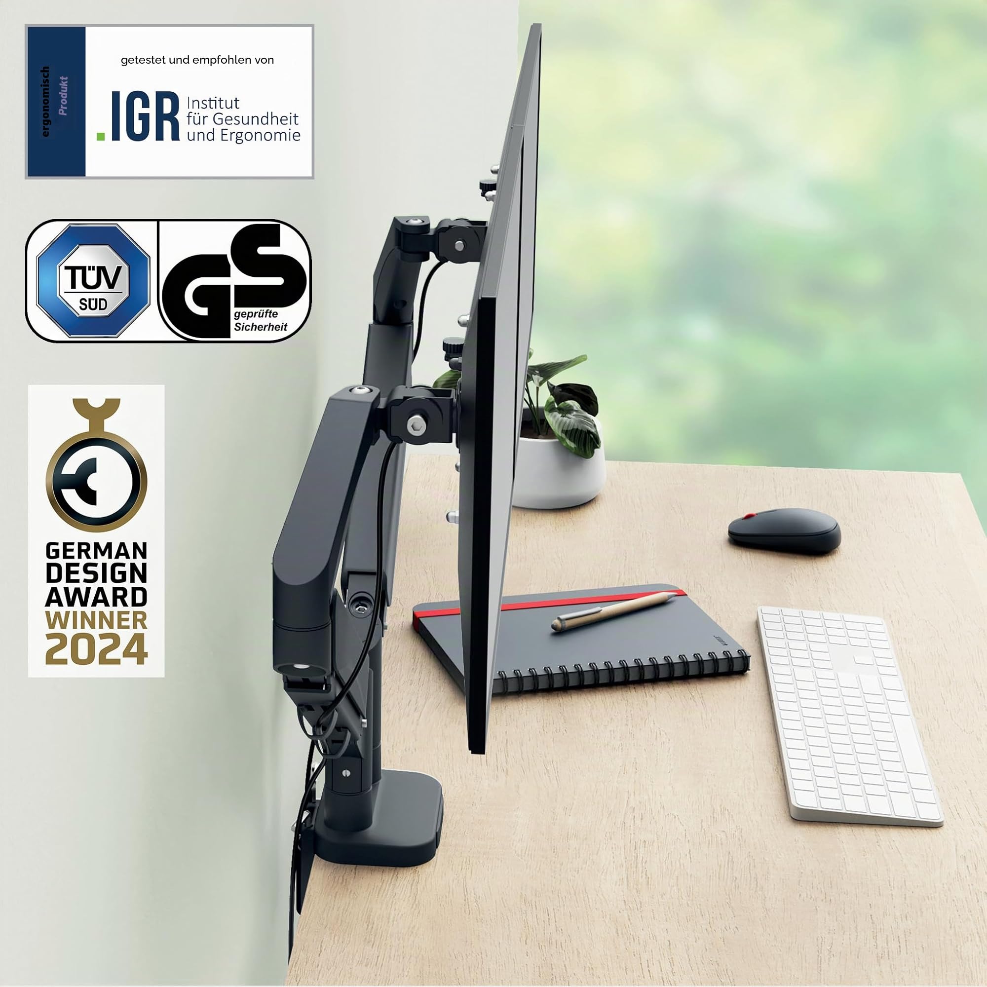 leitz-ergo-doppel-monitor-arm-2x32-zoll-vesa-grau-65370089 image 2
