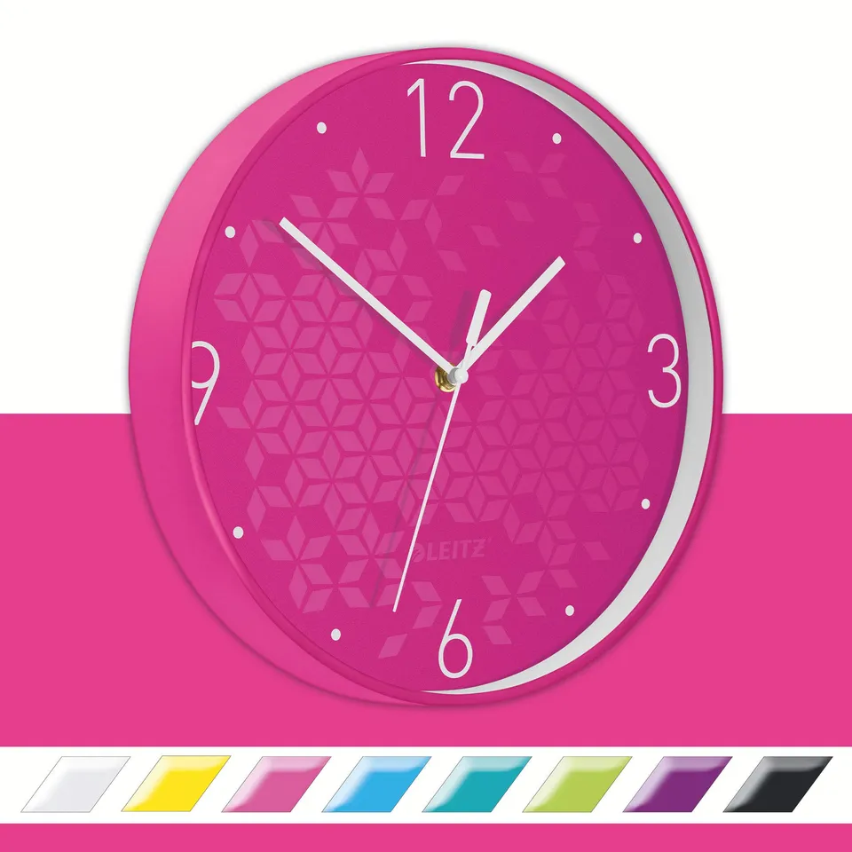 leitz-wow-wanduhr-quarz-pink-29-cm-durchmesser image 1