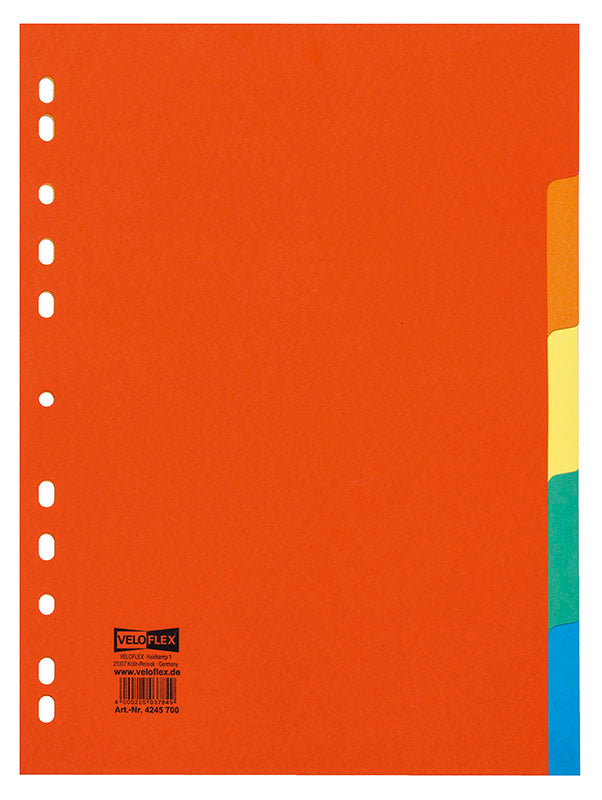 veloflex-register-5-teilig-din-a4-100-altpapier-euro-lochung-blanko-farbig image 1