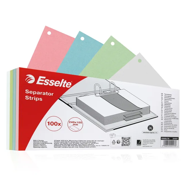 esselte-karton-trennbl-tter-100-blatt-10-5x24-cm-4-farbig image 1