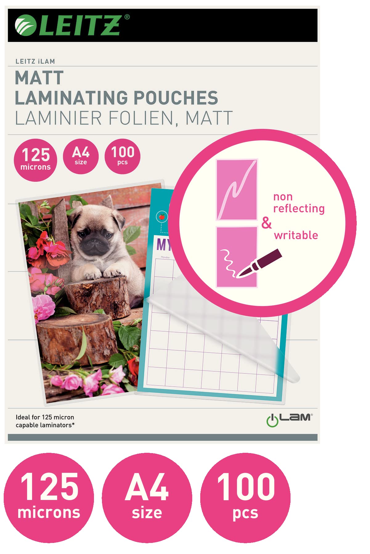 leitz-ilam-laminierfolien-a4-matt-125-mic-100er-pack-16926 image 2