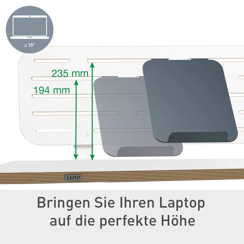 leitz-ergo-pegboard-schreibtisch-organizer-80-x-25-cm-mit-laptop-halterung-wei image 2