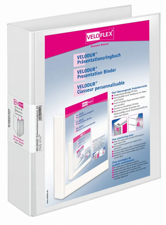 veloflex-pr-sentationsringordner-velodur-din-a4-40-mm-2-d-ring-wei image 1