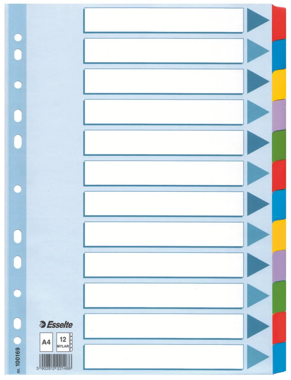 esselte-register-a4-12-teilig-recyclingkarton-mehrfarbig image 1