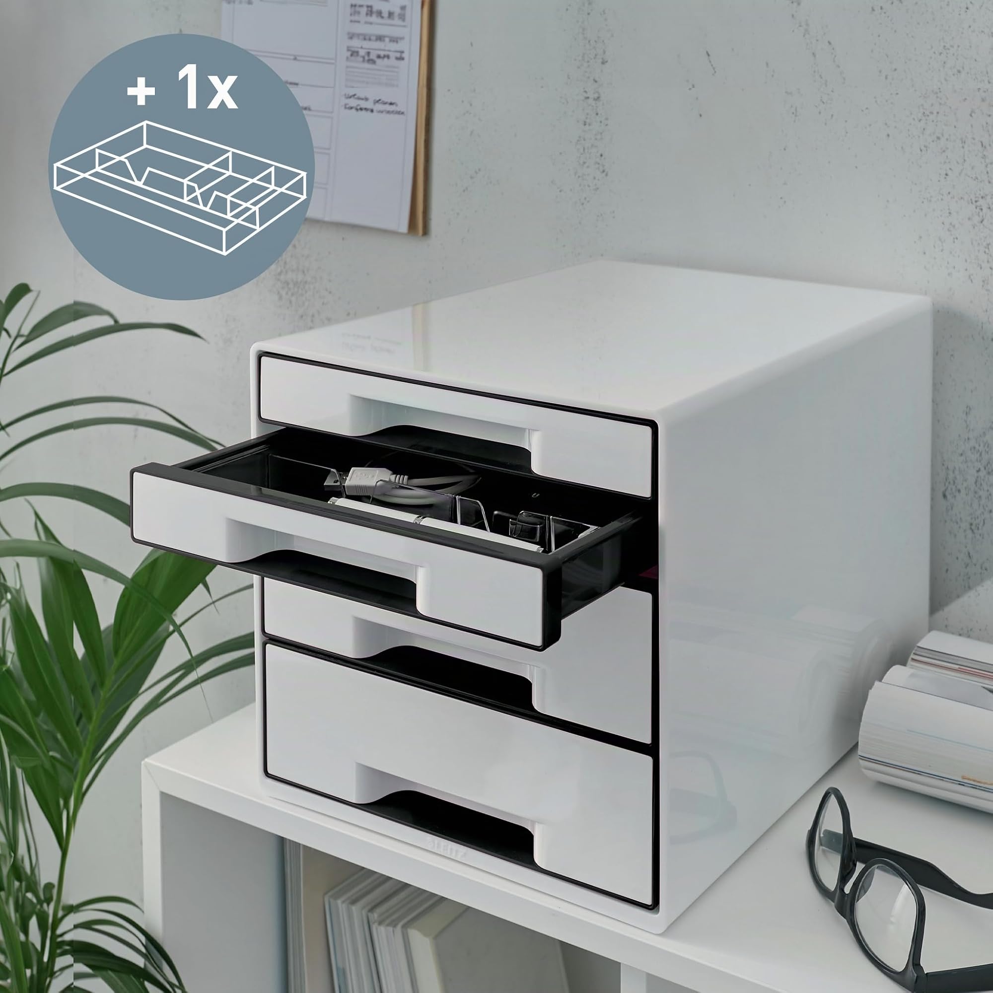 leitz-cube-wow-schubladenbox-a4-mit-4-f-chern-wei-schwarz image 4