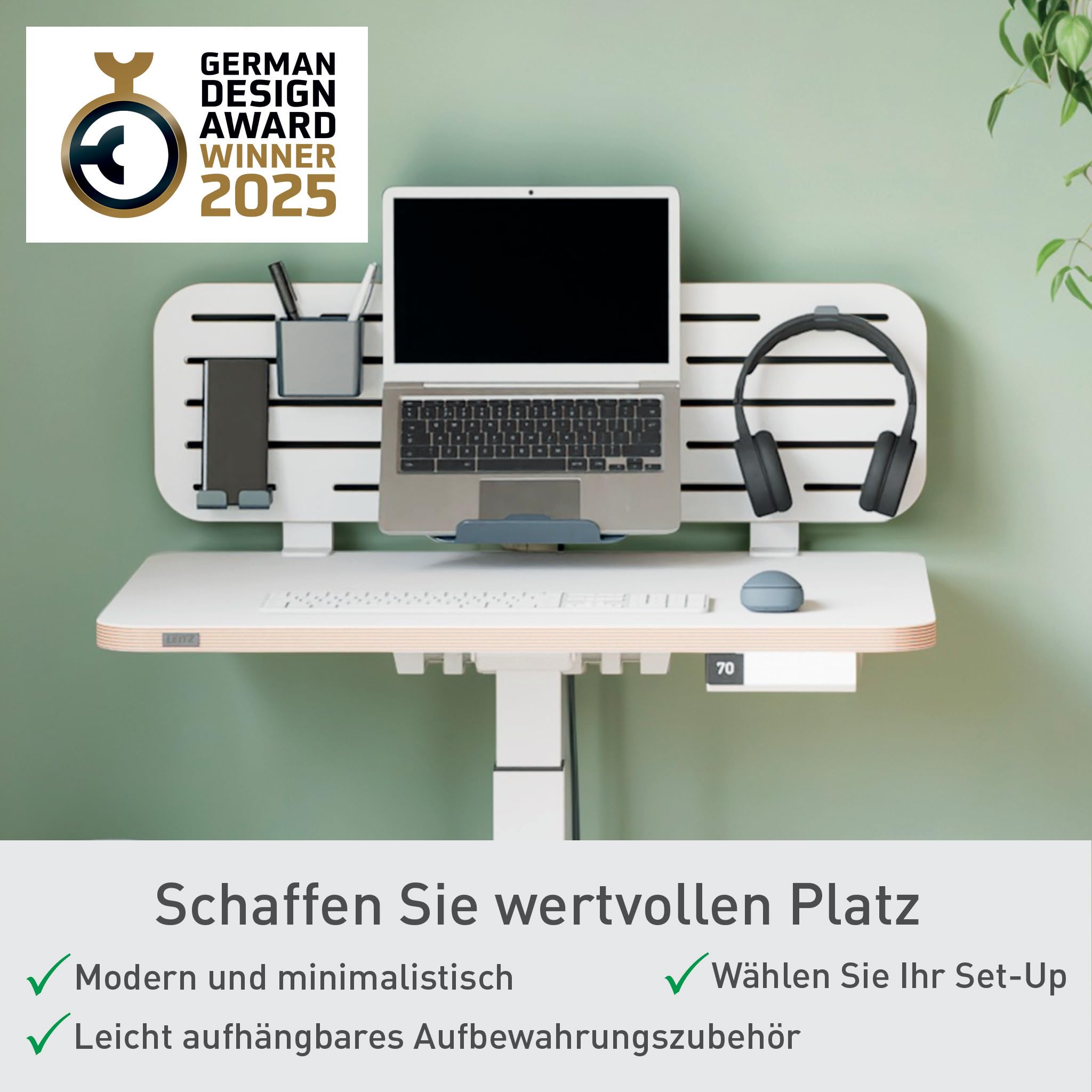 leitz-ergo-pegboard-schreibtisch-organizer-80-x-25-cm-mit-laptop-halterung-wei image 3