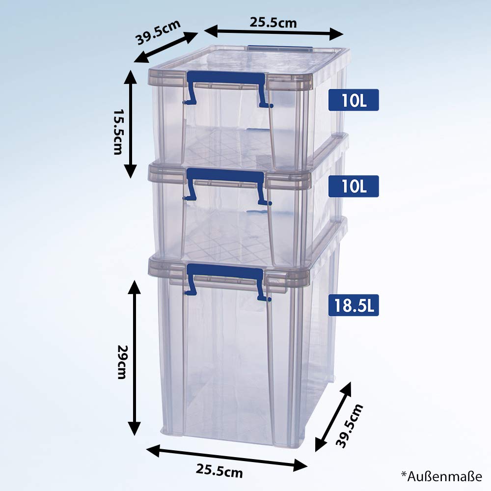 bankers-box-prostore-aufbewahrungsboxen-mit-deckel-set-2x-10-liter-1x-18-5-liter image 2