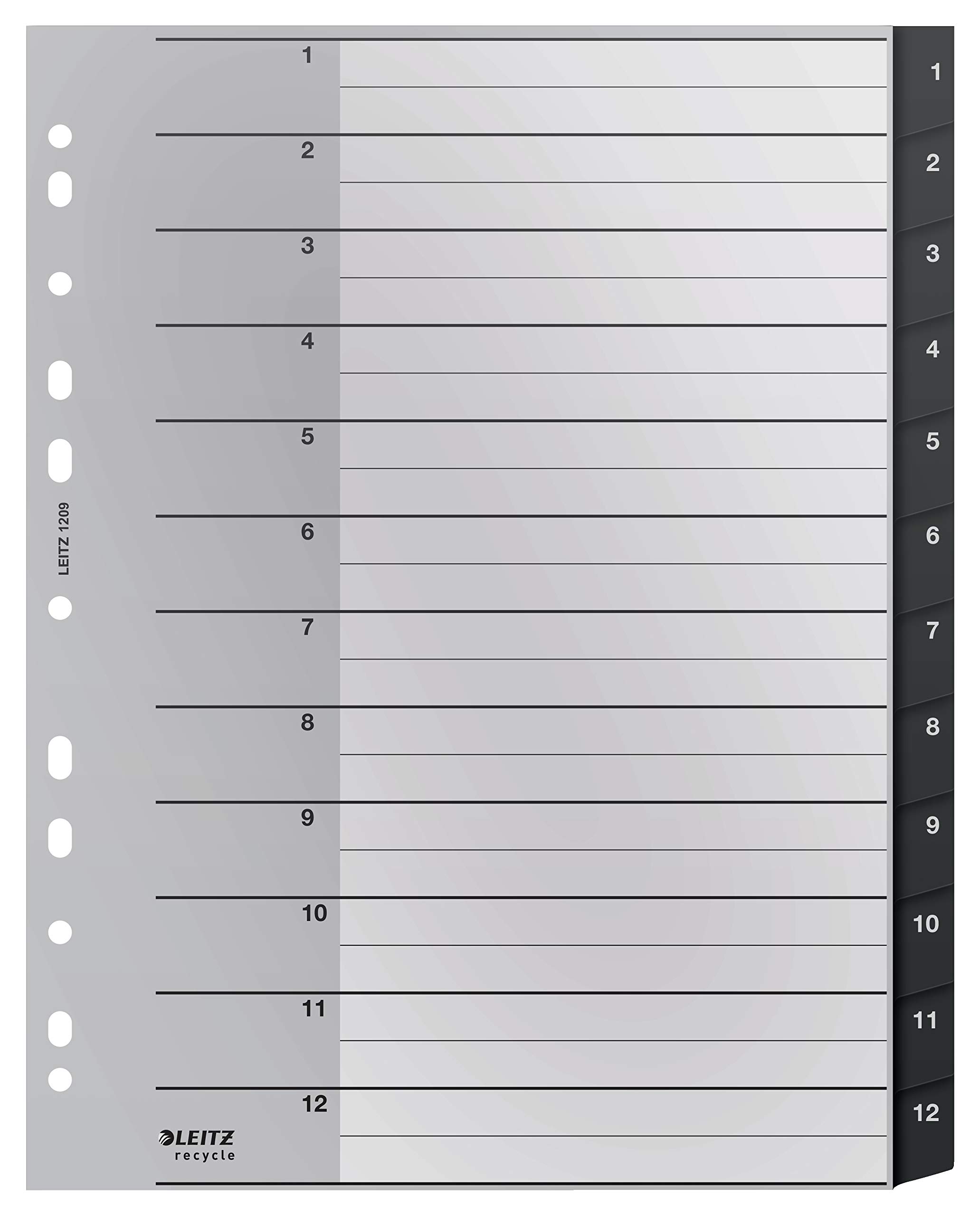 leitz-recycle-register-1-12-mit-12-taben-extrabreit-schwarz image 1