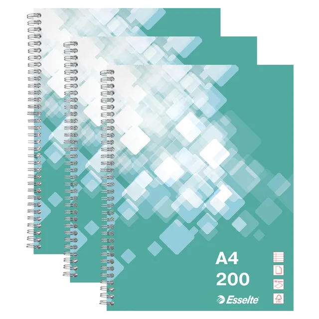 esselte-collegeblock-a4-liniert-gr-n-3er-pack-mit-doppelspirale-629017 image 1