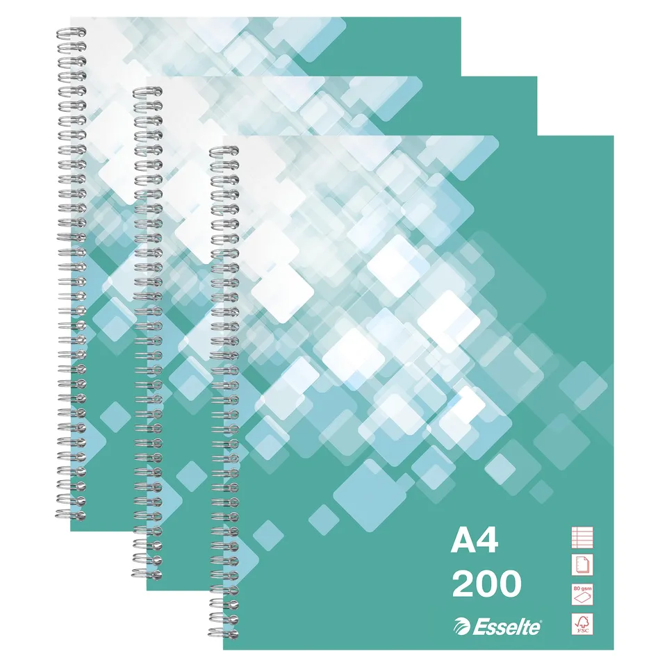 esselte-collegeblock-a4-liniert-gr-n-3er-pack-mit-doppelspirale-629017 image 1