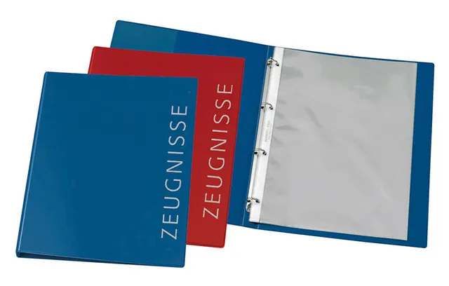 veloflex-ringbuch-zeugnisse-din-a4-pvc-4-ring-16-mm-rot-inkl-10-h-llen image 1