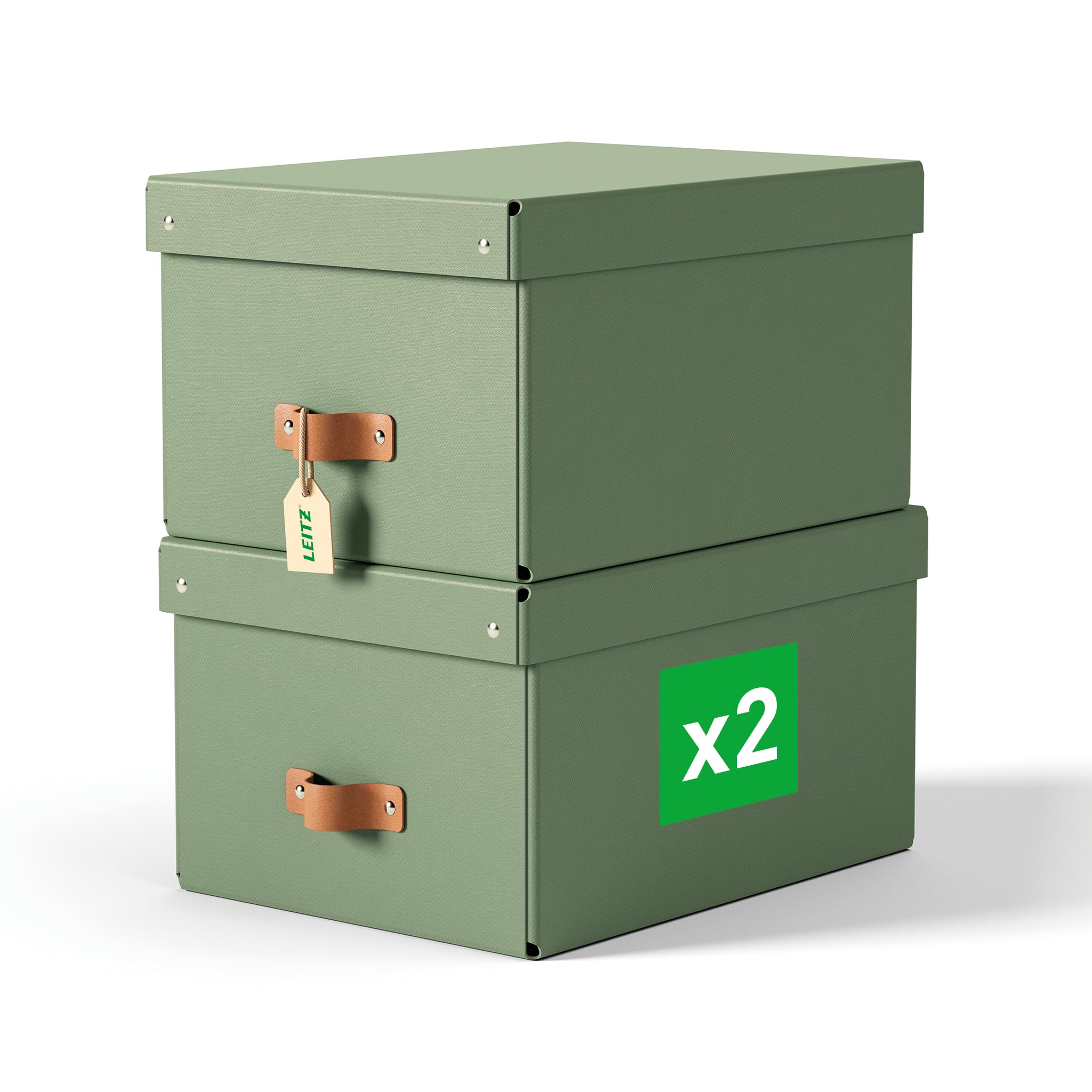 leitz-puro-aufbewahrungsbox-medium-mit-deckel-17-l-2er-set-in-gr-n-26-x-35-x-20- image 1