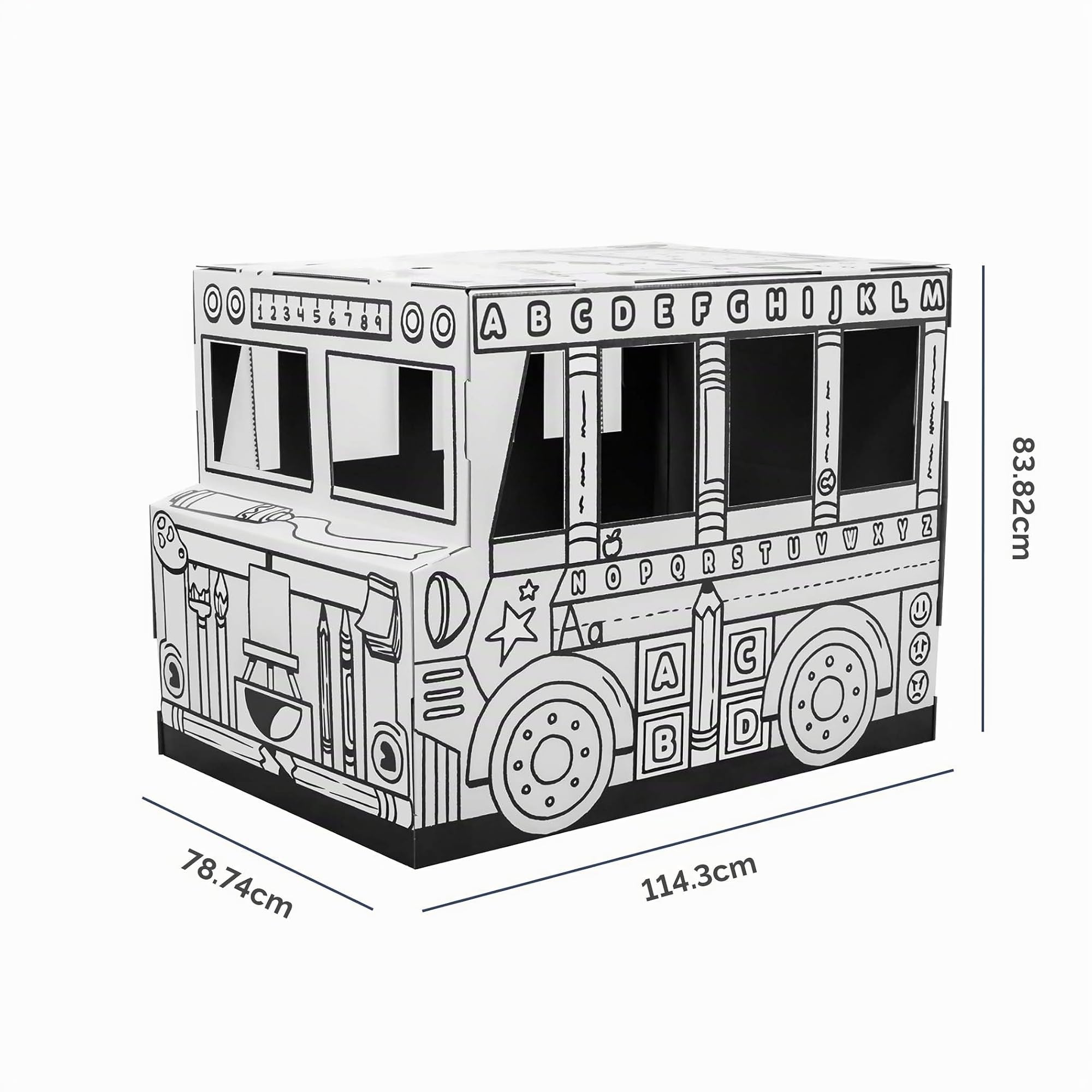 bankers-box-colour-in-schulbus-spielhaus-114-3-cm-ausmalbares-papp-spielhaus-ab- image 2