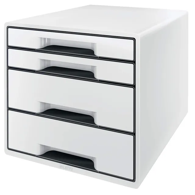 leitz-cube-wow-schubladenbox-a4-mit-4-f-chern-wei-schwarz image 1