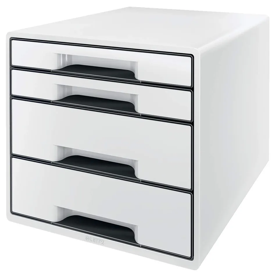 leitz-cube-wow-schubladenbox-a4-mit-4-f-chern-wei-schwarz image 1