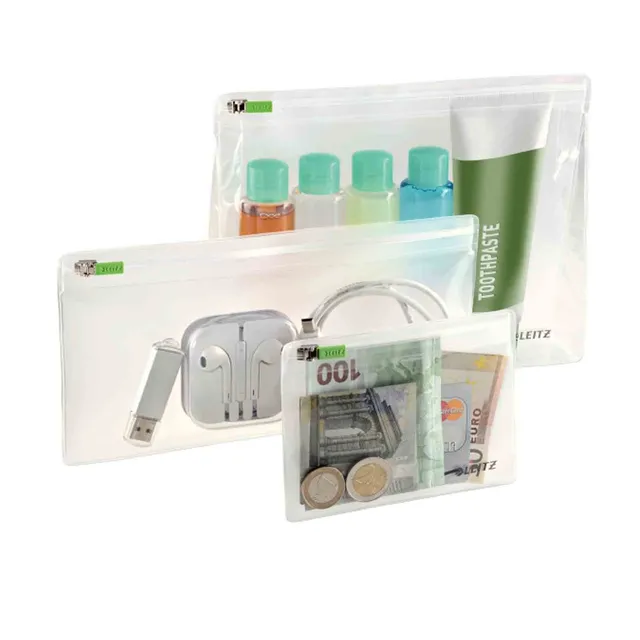 leitz-complete-zip-beutel-3er-set-xs-s-m-pvc-farblos-40100000 image 1