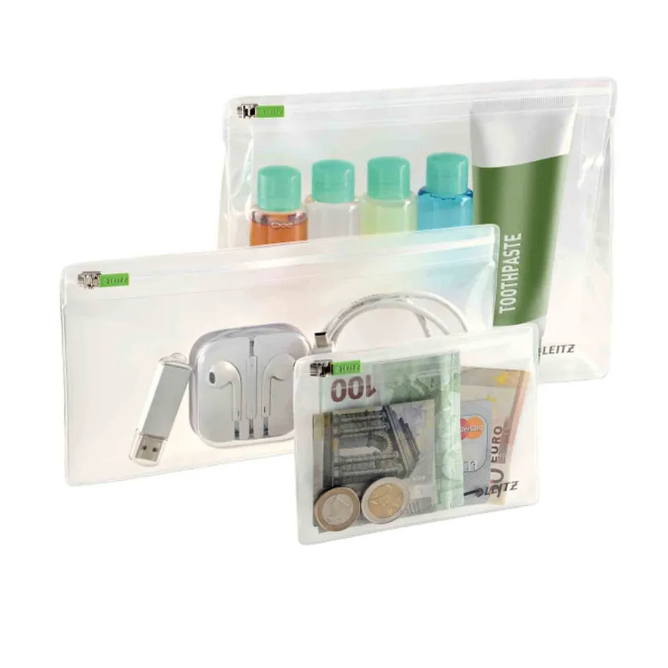 leitz-complete-zip-beutel-3er-set-xs-s-m-pvc-farblos-40100000 image 1