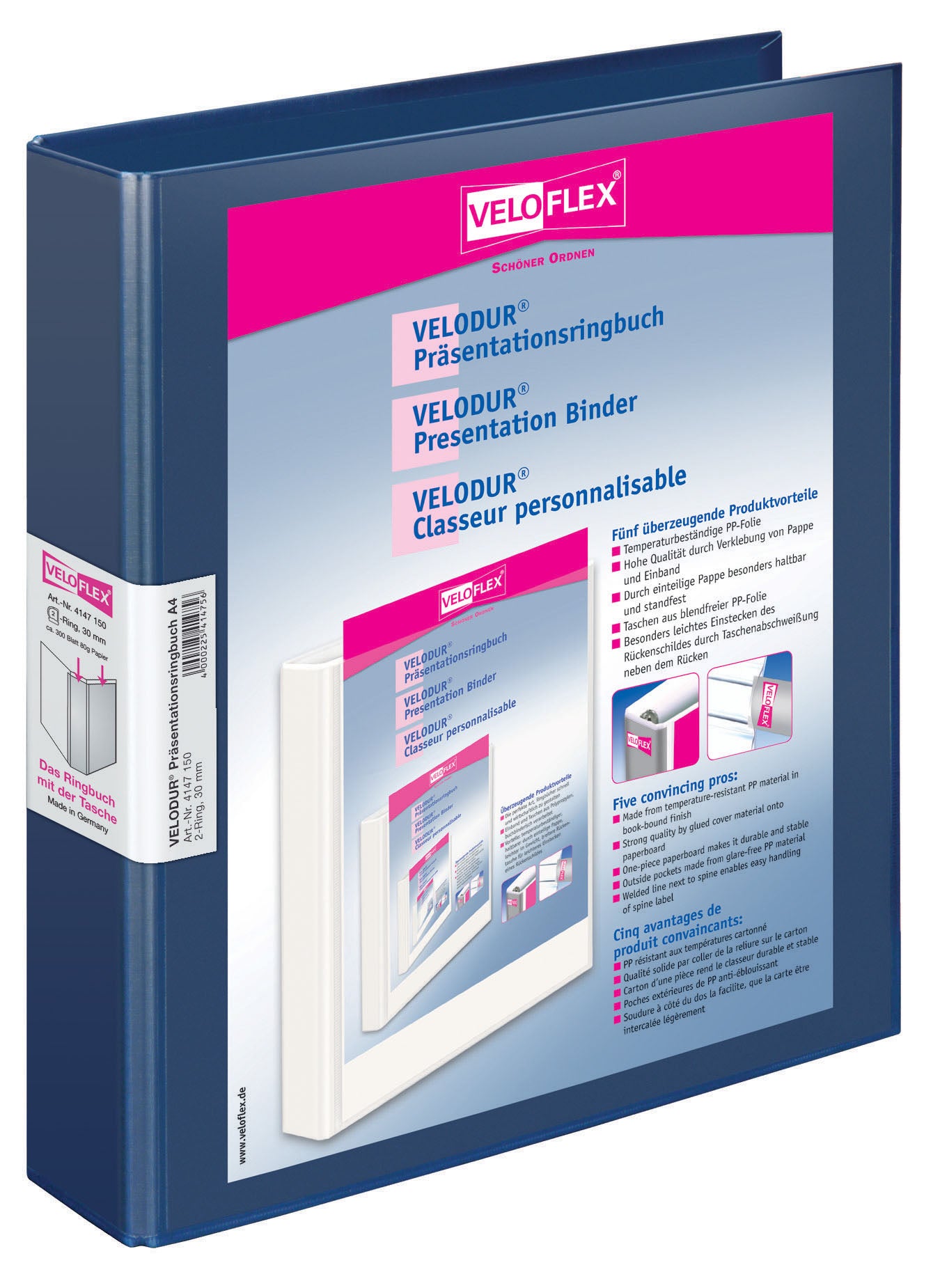 veloflex-velodur-pr-sentationsringordner-din-a4-2-d-ring-30-mm-blau image 2