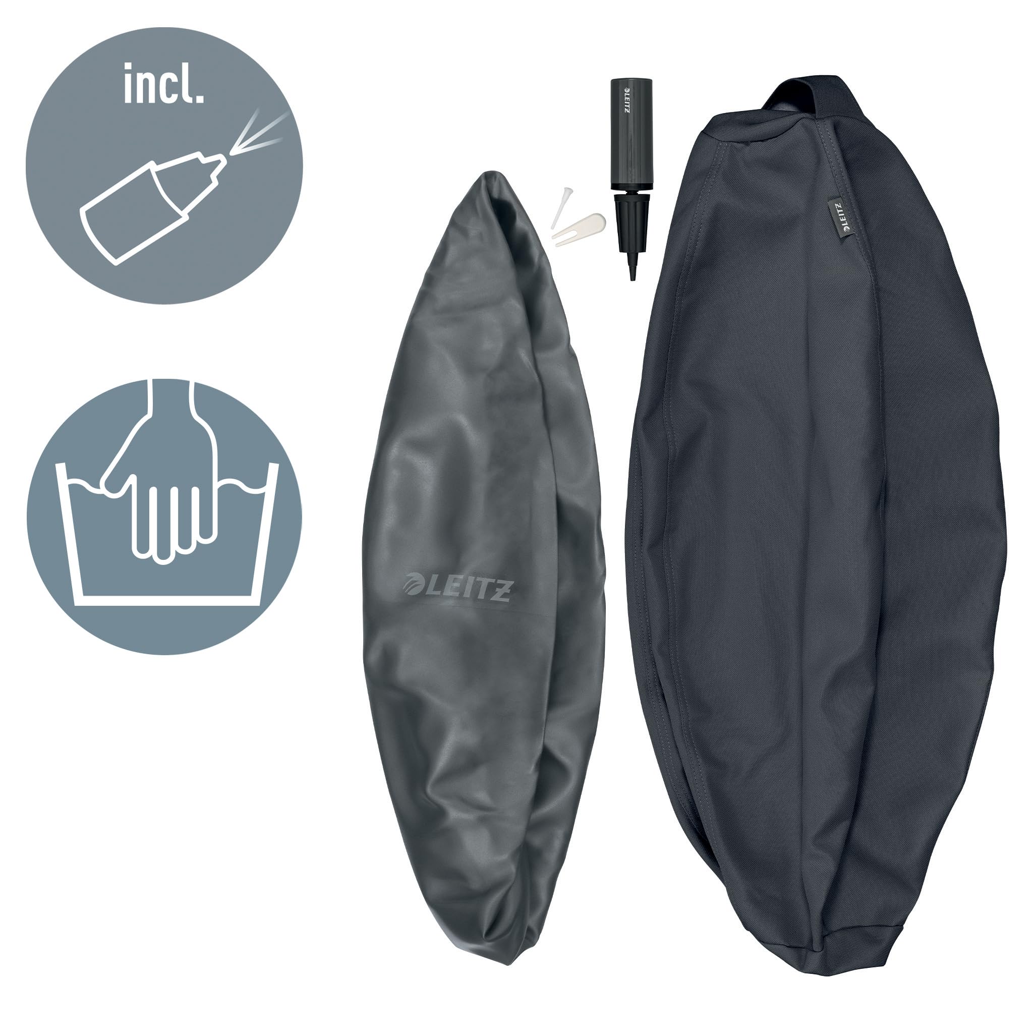 leitz-ergo-active-sitzball-75-cm-ergonomischer-gymnastikball-mit-stoffbezug-dunk image 5