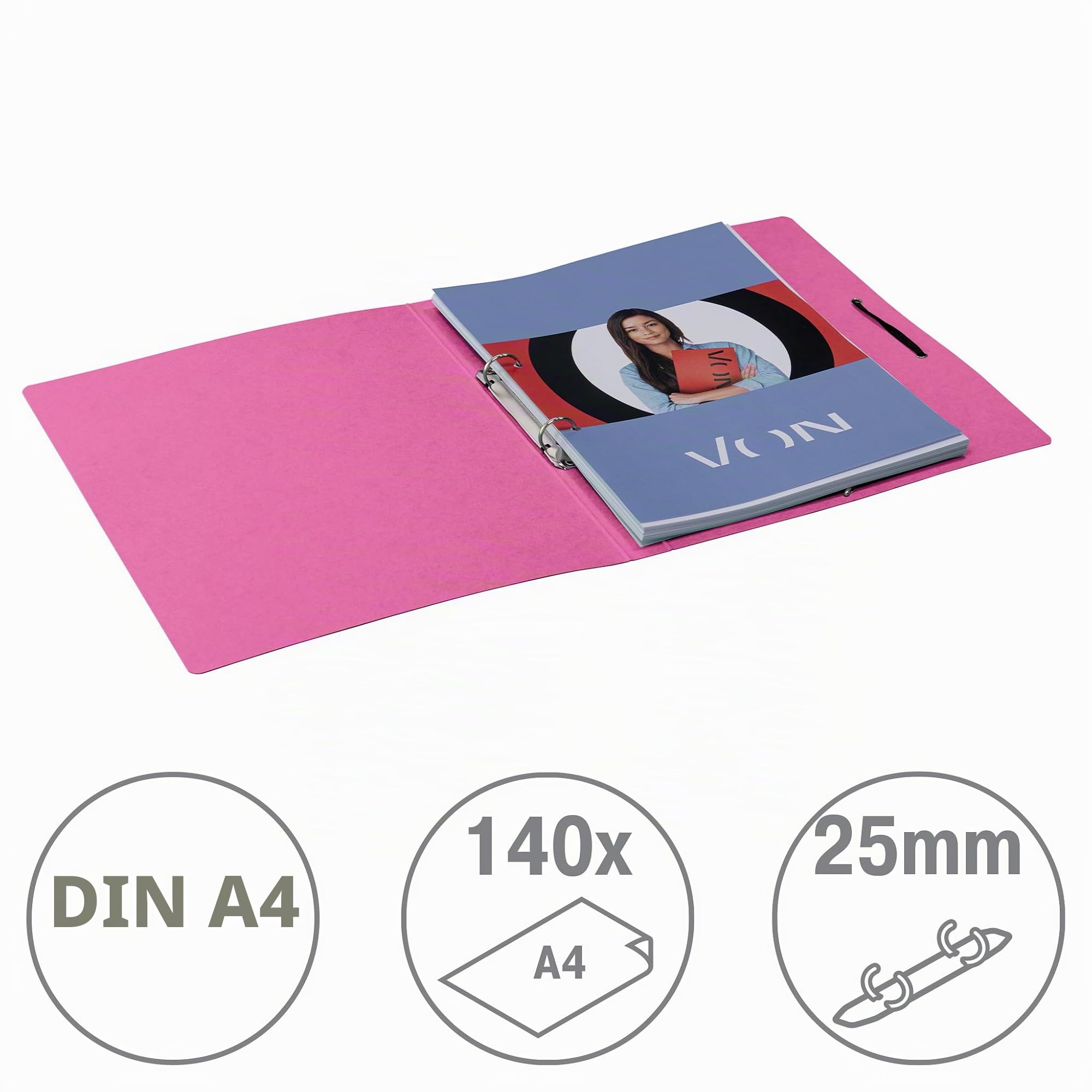 von-leitz-ringbuch-a4-2-ring-5er-pack-25-mm-fuchsia image 2