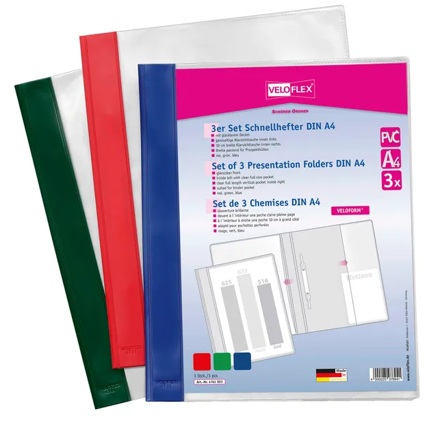 veloflex-schnellhefter-veloform-din-a4-pvc-3er-set-rot-gr-n-blau image 1