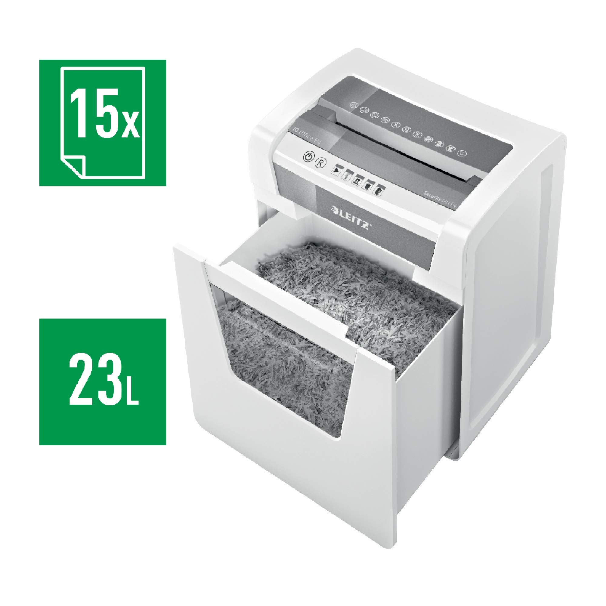 leitz-iq-office-p4-aktenvernichter-kreuzschnitt-15-blatt-23-liter-wei image 4